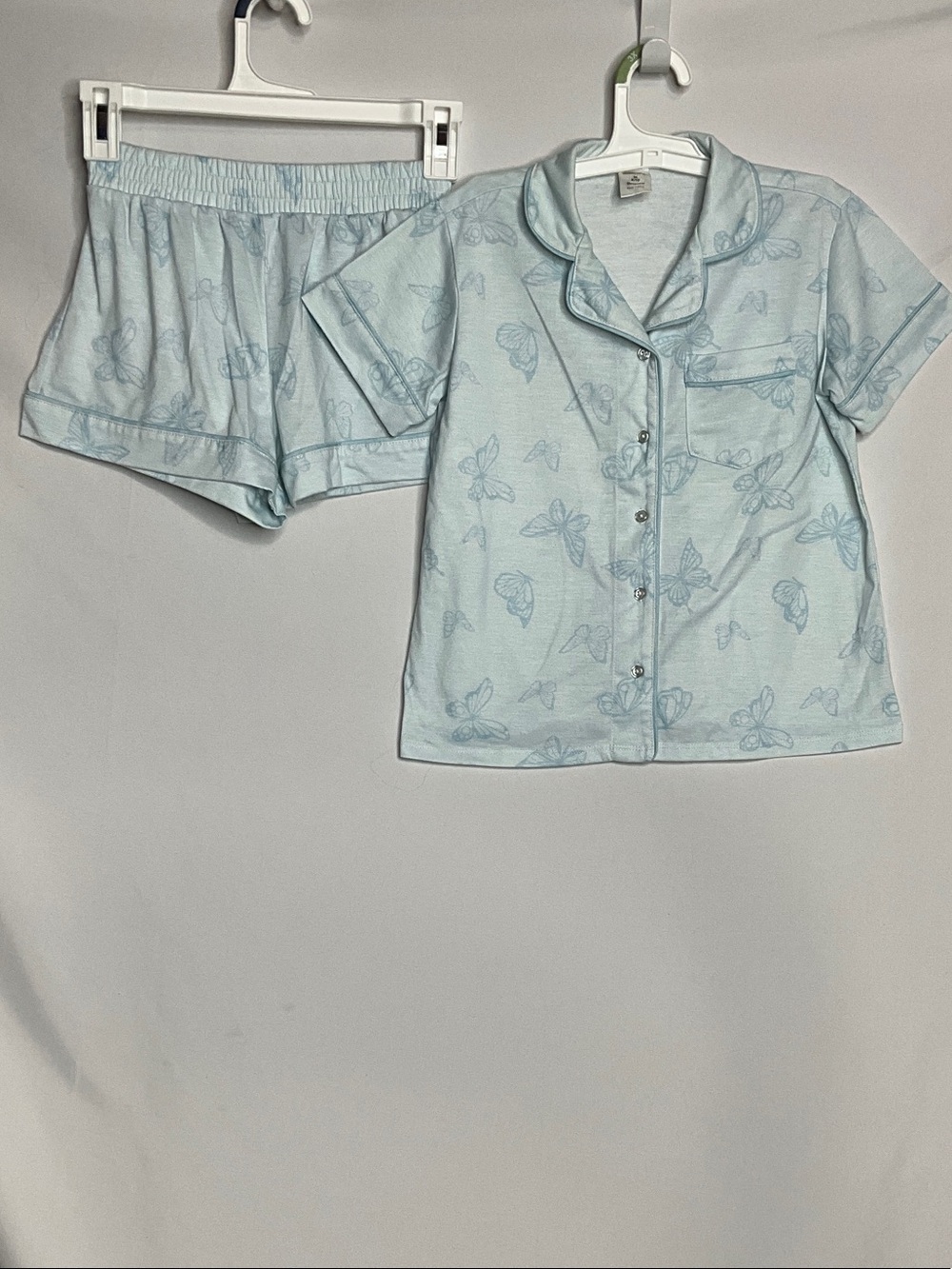 Nordstrom Light Blue Butterfly Short Pajama Set Girls Size M 8/10